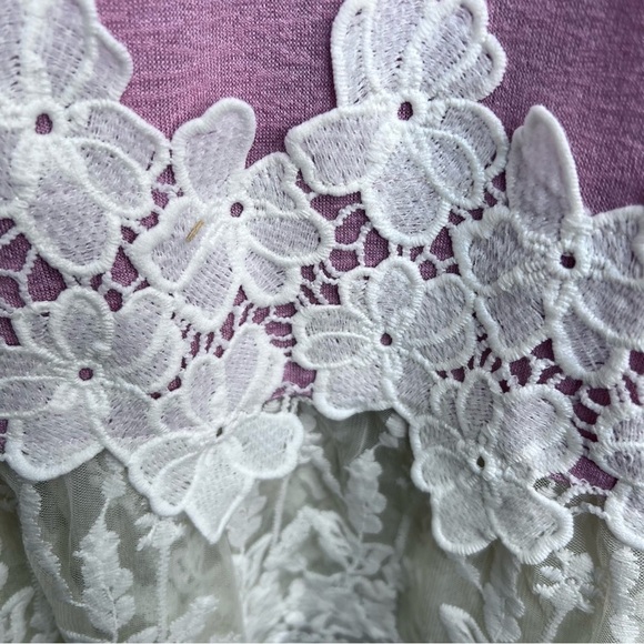 Umgee Pink Floral Lace Tunic Tank top Size Large - Picture 6 of 12